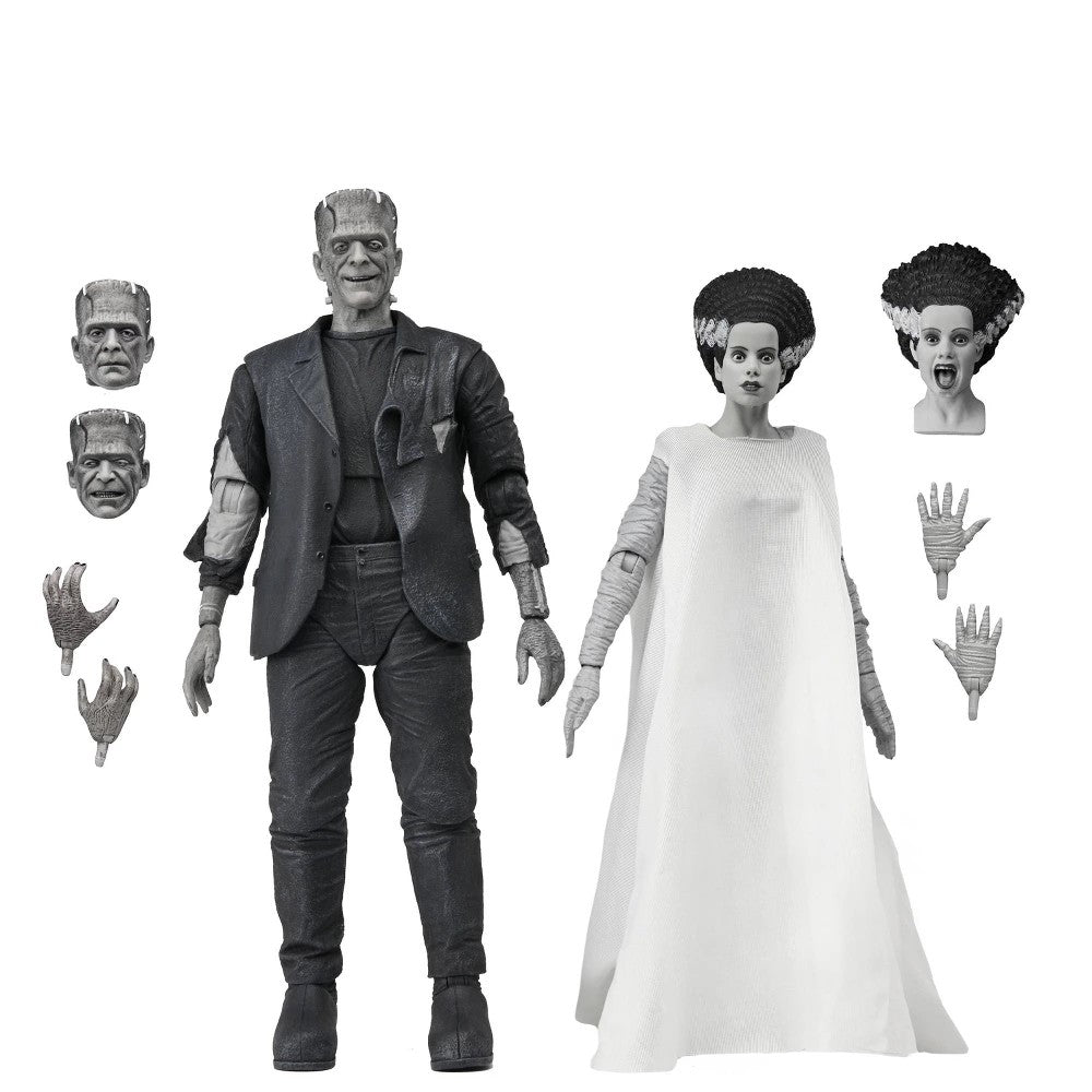 NECA Universal Monsters Bride of Frankenstein Monster and His Mate 2-Pack 7 Inch Scale Action Figure (B/W Version)